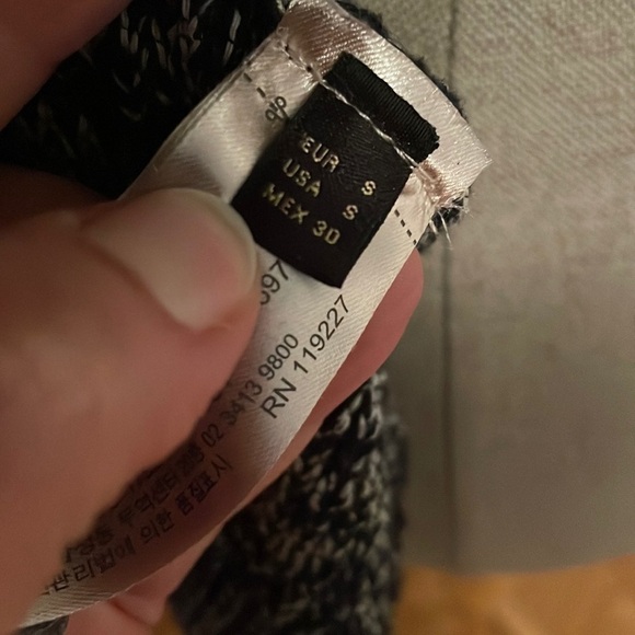 Massimo Dutti Blue/Grey Heavy Knit Marled Split Back 3/4 Sleeve Sweater Sz Sm - Picture 7 of 10